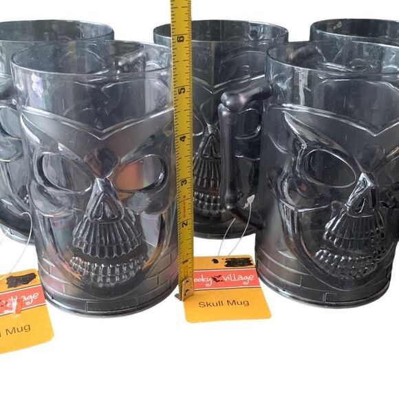 NEW Spooky Village 2013 Skull Mug Drink Cups! Lot of 5 Spook Up Your Party! - Picture 5 of 13